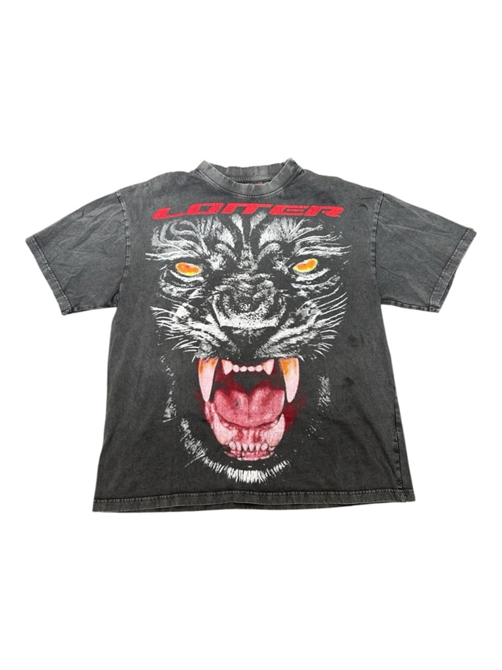 🔥🔥  Loiter Urban Beast Vintage Black Acidwash Streetwear T-Shirt